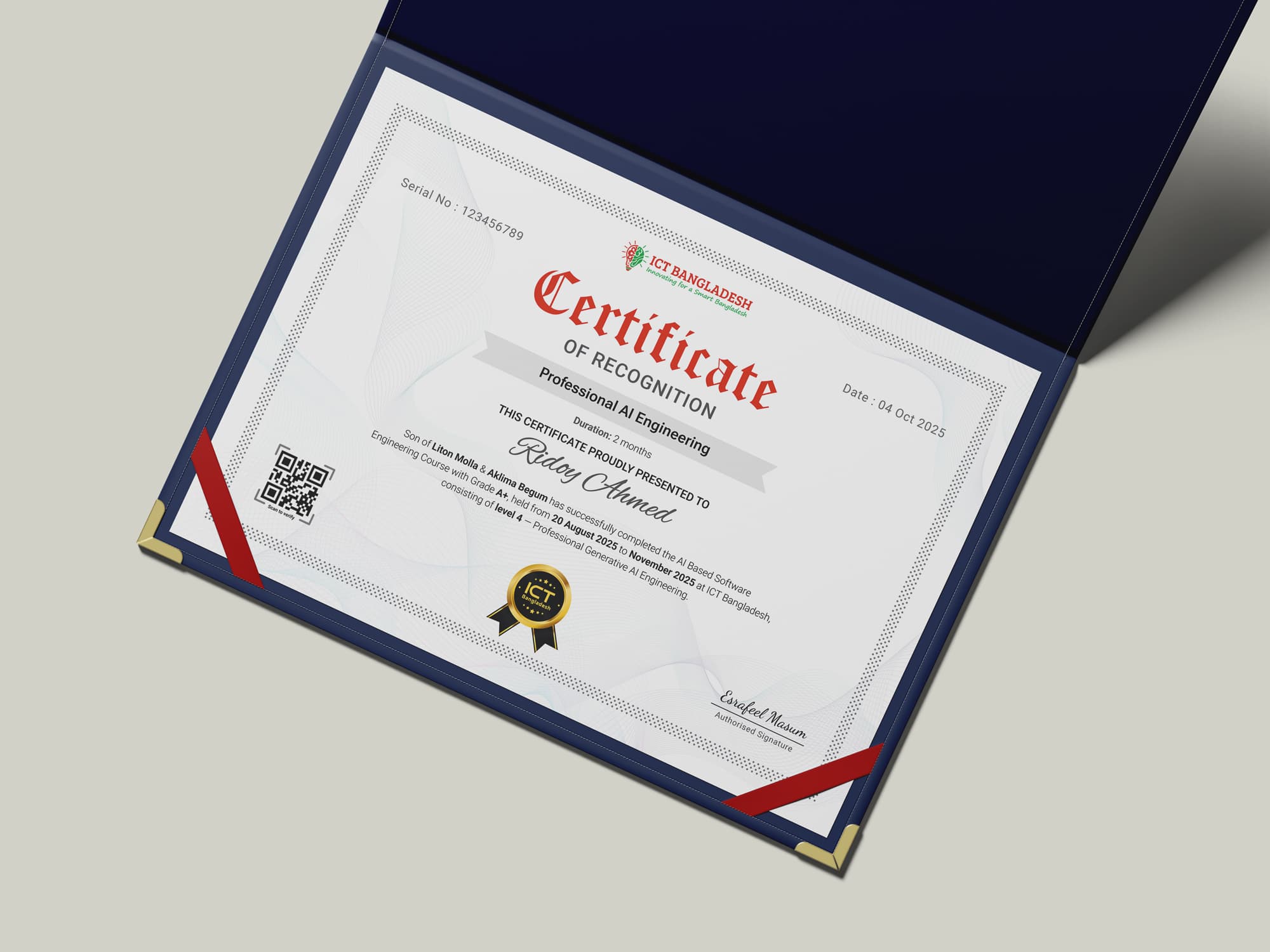 Certificate of completion
